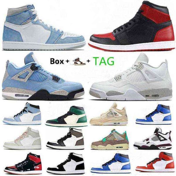 

jumpman 1 mens basketball shoes women 1s high trainers sneakers 4 4s sports university blue electro ge dark mocha bred shadow with box, Black;blue