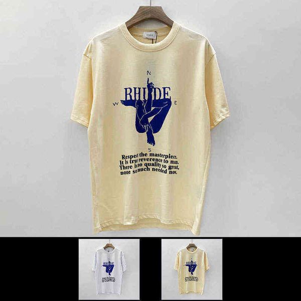 

t shirt designer trendy rh limited rhude leisure high street hip hop summer new loose round neck short sleeve t-shirt, White;black