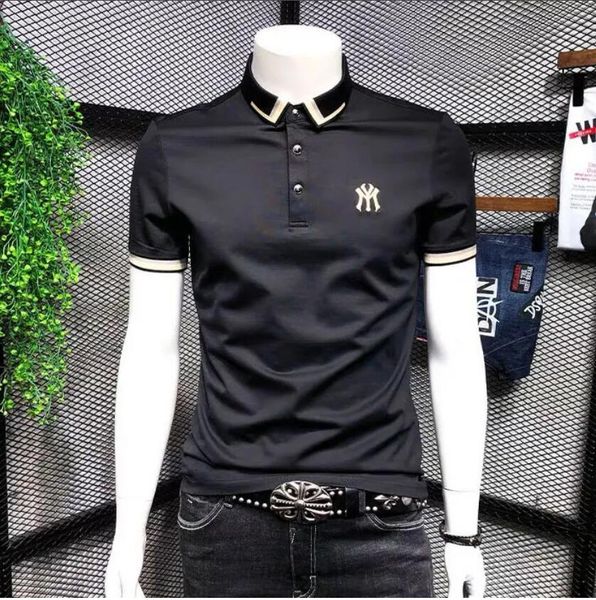 

2022 summer men's polo shirts, fashion solid color short sleeves, lapel embroidery t-shirts, trendy youth slim, White;black