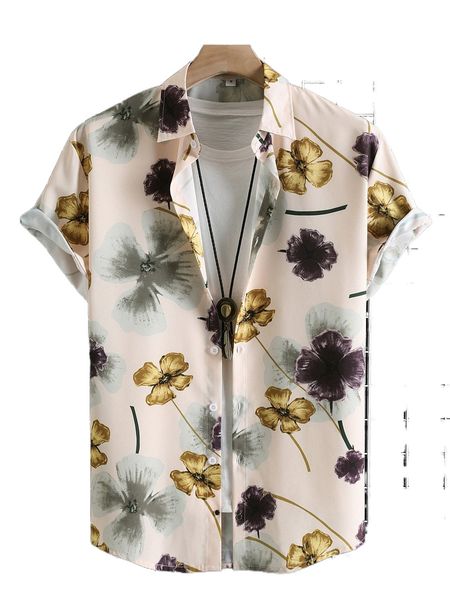 

men random floral print shirt without tee 91hz#, White;black