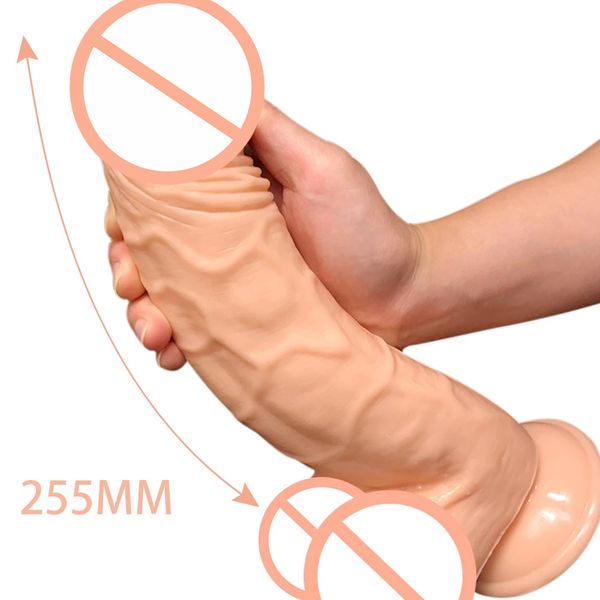 255 мм толщина Глянс Страпон Дилдо мягкий материал Огромный пенис с всасывающим чашкой сексуальные игрушки для женщины для взрослых
