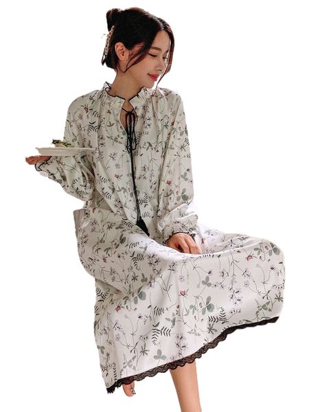 

dazy floral print tie front lace trim sleep dress r2nh#, Black;red