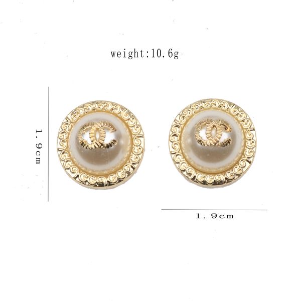 

stud simple retro 18k gold plated luxury brand designers letters stud clip chain geometric famous women tassel crystal rhinestone pearl earr, Golden;silver