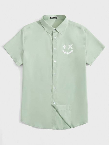 

extended sizes men expression print shirt u0co#, White;black