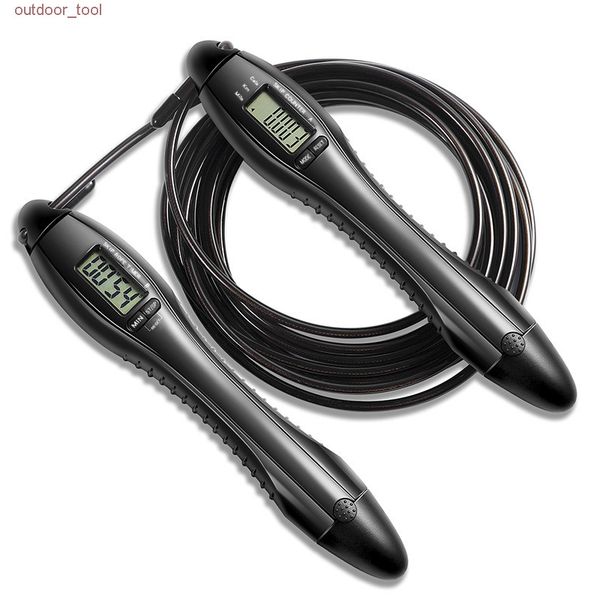 

2021 digital counting skipping rope steel jump rope with 60 seconds timing and calory counting ringing reminder students game skipping ropes
