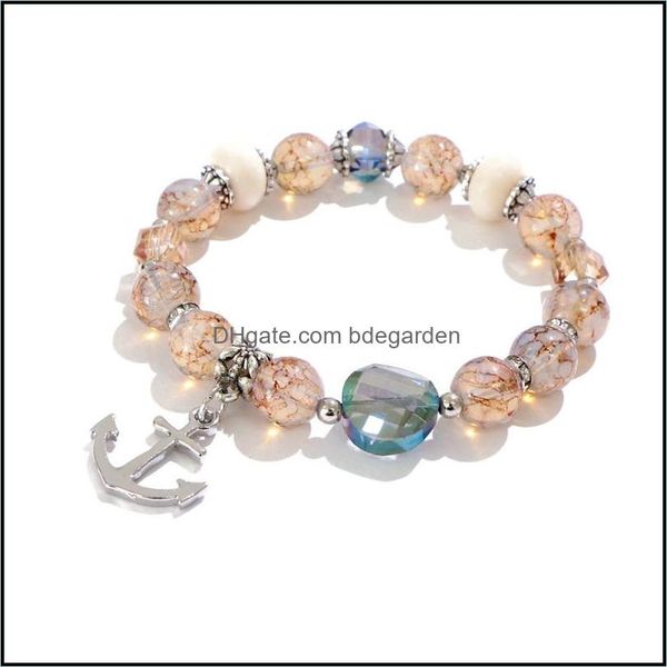 

beaded strands bracelets jewelry original design acrylic beads bracelet and anchor charm drop delivery 20 dhubr, Black