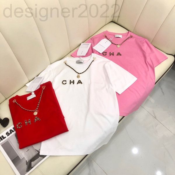 

women's t-shirt designer summer xiaoxiangfeng gold leather decoration manual sewing heavy industry leisure loose pure cotton knitted sh, White