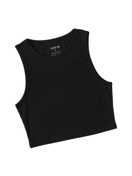 

solid ribbed knit tank z1k2#, White