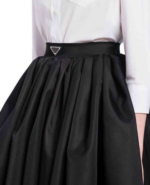 

design spring new high waist versatile pleated skirt skirt, puffy skirt, middle skirt, women's, Black