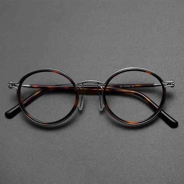 

classical glasses personality fashion pure titanium literature and art round frame myopia glasses frame full frame men's and women&#039, White;black