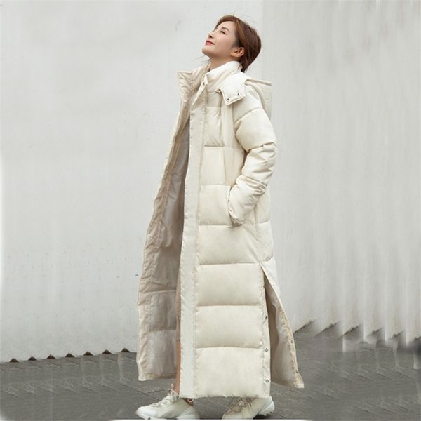 

thick down parka women with hood down jacket winterr coat cultivate morality fashion eiderdown hoodie with thick 805 220801, Black