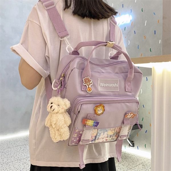 

small canvas teenager girls school backpack for female student women patchwork kawaii rucksacks mochila mini backpack 220725