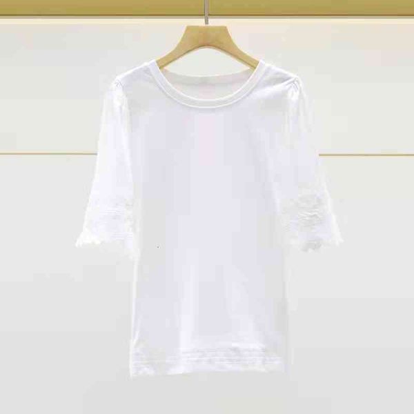 

women's t-shirt fadan s spring women's clothing simple and exquisite lace cuffs loose short sleeve t-shirt, White