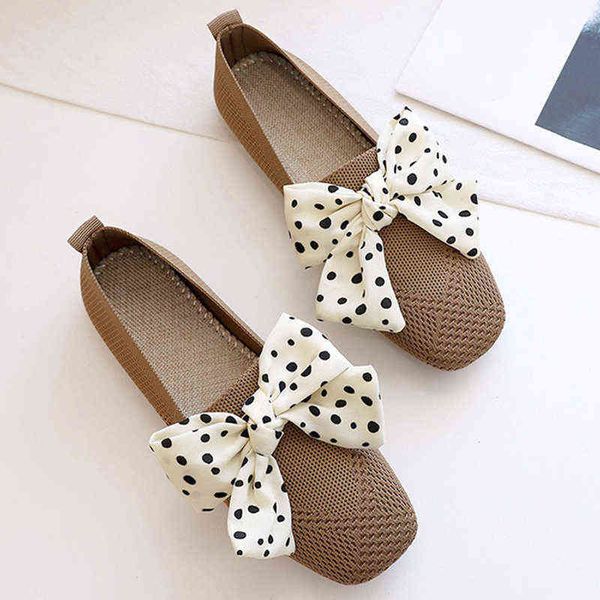 

dress shoes 2022 women butterfly casual shallow flat breathable mesh loafers soft bottom ballet single 220512, Black