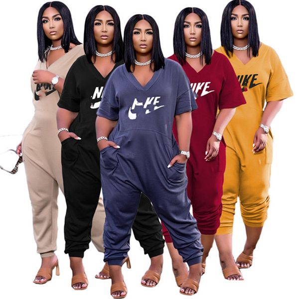 

women plus size 3xl casual jumpsuits solid color one piece pant pocket zipper overalls sports rompers split leggings bodysuit 4960, Black;white