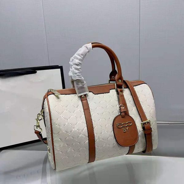 Modetaschen Damen Designer Boston Tasche Luxus Schulterhandtasche Echtes Leder Umhängetaschen Handtaschen Damen Kissenhandtaschen Weiße Farbe Große Geldbörse mit Glitzer