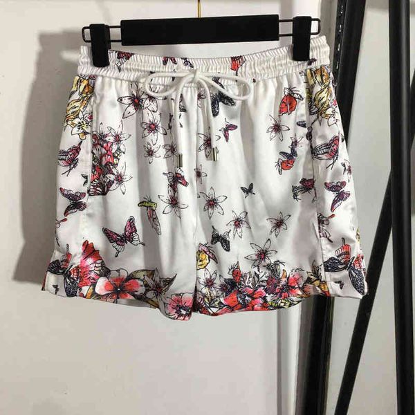 

designer 20ss early spring new suit fashion temperament butterfly print short sleeve coat elastic waist shortsfrench italy style, White