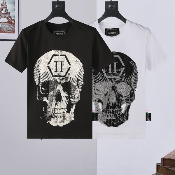 

plein bear t shirt mens designer tshirts brand clothing rhinestone skull men t-shirts classical hip hop streetwear tshirt casual tees pb 160, White;black