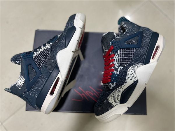 

designer shoes authentic 4 se sashiko japan deep ocean sail cement grey fire red man outdoor sports sneakers
