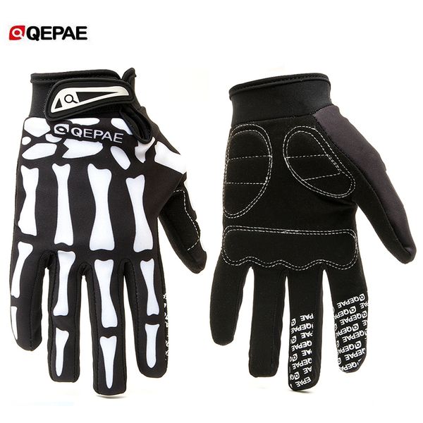 Qeqae Skeleton Pattern Unisex Full Finger Bicicletta Ciclismo Motocicletta Guanti da equitazione Guanti da bici per donna e uomo 220812