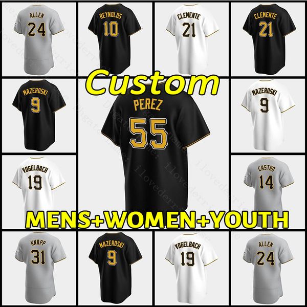 

2021 pittsburgh men women youth chris archer baseball jerseys roberto clemente dave parker kevin newman 55 josh bell 59 joe musgrove pirates, Blue;black