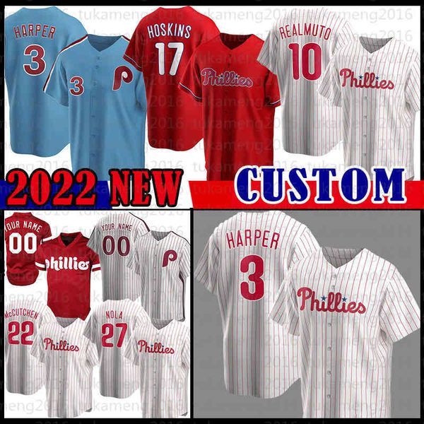 

3 bryce 10 j.t. realmuto harper baseball jersey rhyshoskins lenny mike schmidt dykstra aaronnola didi gregorius, Black