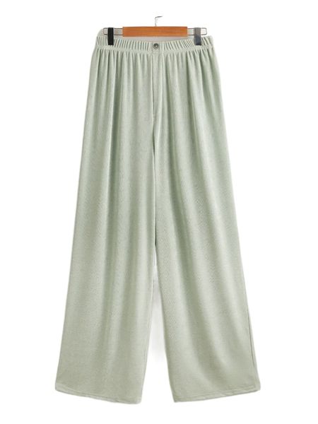 

elastic waist wide leg pants g2pu#, Black;white