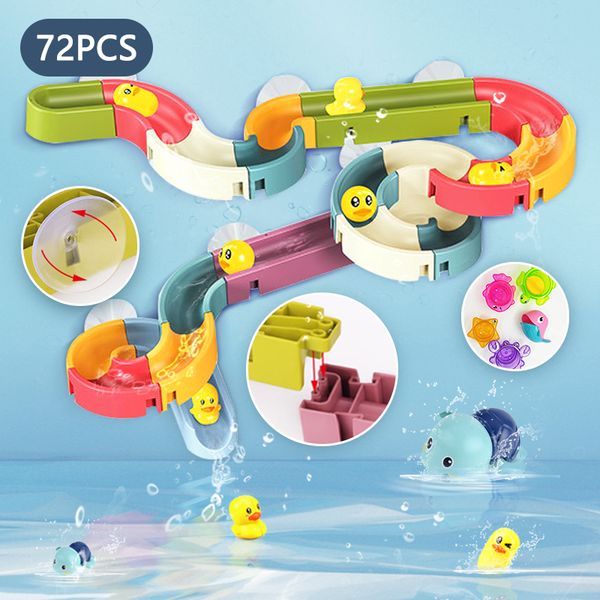 

baby bath toys diy slide race run assembling track bathroom bathtub shower kids play water games toy set for children 220315