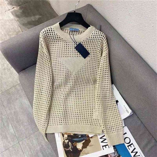 

loose women knits blouses autumn hollow out triangle female sweaters shirt fashion casual round neck long sleeve250u, White
