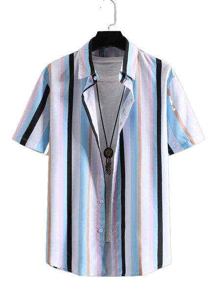 

men striped print shirt without tee a5q8#, White;black