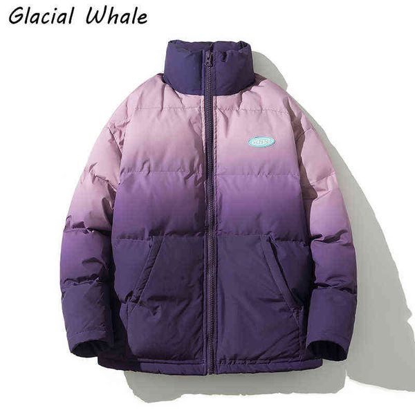 

glacialwhale winter gradient down jacket men new cargo jacket hooded windproof coat streetwear waterproof hip hop jacket for men t220715, Black