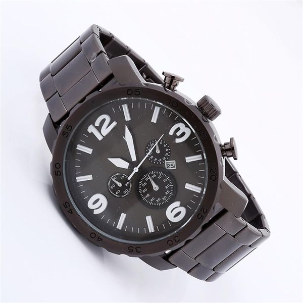 

2018 brand luxury fashion big dial design foss brand men's leather strap date calendar quartz wrist watch269h, Slivery;brown