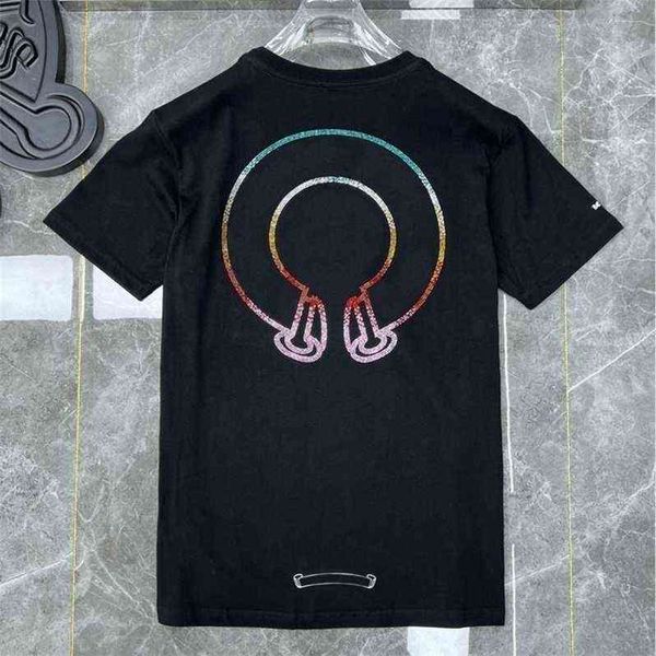

ch classic summer designer t shirts short sleeves letter horseshoe sanskrit cross print sweatshirts t-shirts woman loose tees 1jik, White;black
