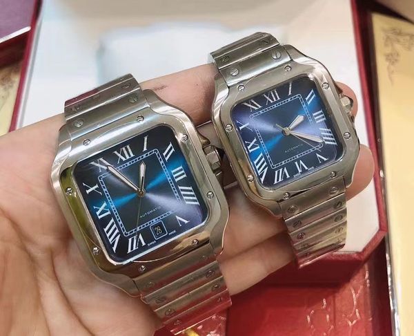 2022 novos relógios quadrados 40 mm Genebra relógios mecânicos de aço inoxidável genuíno caixa e pulseira moda masculina relógio de pulso masculino ca02-2