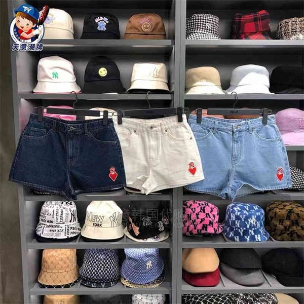 

women's shorts mlb summer casual slim ny love embroidered denim pants women's fashion goddess pants y4pb, White;black