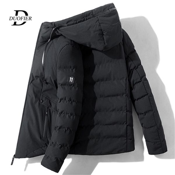 

autumn winter zipper jackets men hooded bomber jackets cotton padded men fashion streetwear thick parkas coat 201218, Black;brown