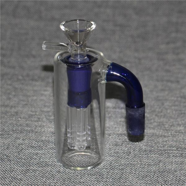 Clear Blue Hookahs 14 mm Glas-Aschefänger, weibliche Rückgewinnungsfänger für Glasbongs mit 4-armigen Inline-Perc-Schieber-Quarz-Knallern