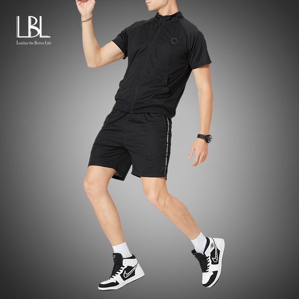 Самчатая уличная спортивная костюма Men Sets Casaul Slim Sporting Suit Mens Masculino Shothirt Shorts Shorts Shorts 220609