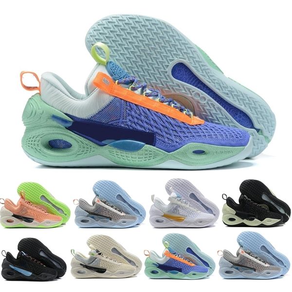 

mens davis cosmic unity amalgam basketball shoes green glow light grey blue orange sports athletic sneakers us7-12