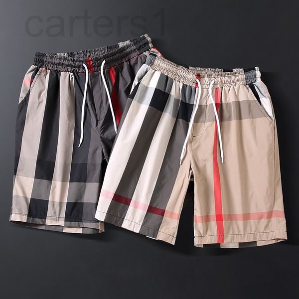 

men's pants designer kwai tong, red man, the same social spirit boy five points, lattice shorts, korean version, body drying, beach pan, Black
