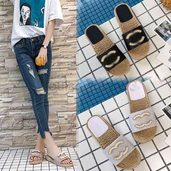 

designer mens woman slipper popular pearl cc gg slippers sandal summer fashion new going out small fragrant wind flat heel word drag pool be, Black