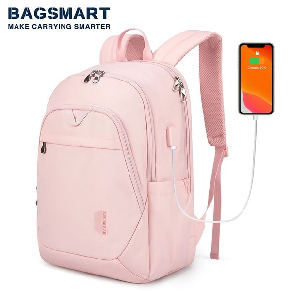 

bagsmart backpacks for women college backpack 175 156 notebook travel backpack with usb charging port computer bag men 220707