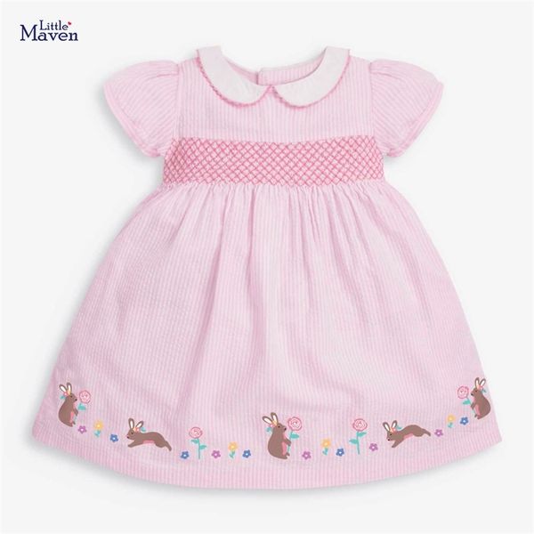 

little maven elegant lovely baby girls summer dress for year cotton children casual clothes pink for kids 2-7 year 220521, Red;yellow