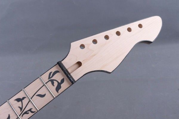 

guitar neck 24fret 25.5inch unfinished canada maple black binding vine inlay