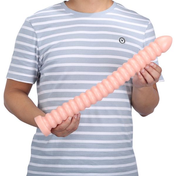 Super Long Anal Plug Dildo Butt Brinquedos Sexy para homens Masculpadores de cólon Massagem espiral com copo de sucção