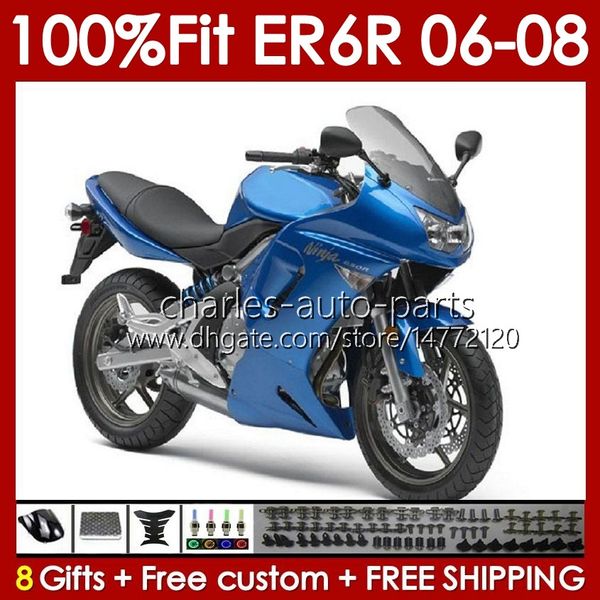 OEM Body Kit для Kawasaki Ninja 650R ER6 650 R ER 6 F Blue Glossy 2006-2008 Кузов 139NO.43 650R-ER6F 650-R ER-6F ER6F 06 07 08 ER 6F 2006 2007 2008