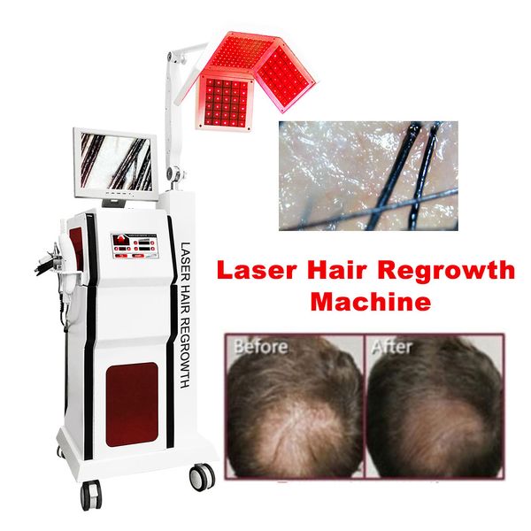 Лазерная лазерная машина для потери потери волос 650 нм Красная фотобиомодуляция светотерапия 9-позиционная электротерапия Check 5 в 1 оборудование для использования салона красоты