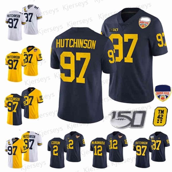 

n3740 tm 42 patch tate myre uniform michigan football jersey j.j. mccarthy aidan hutchinson cade mcnamara hassan haskins david ojabo donovan, Black