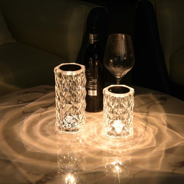 Luzes noturnas Itália Recarregável Atmosfera de mesa Lâmpada Diamante Rose Led Fancy RGB Gift Lightingnight Nightnight