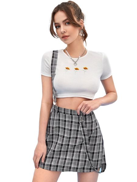 

plaid pinafore skirt c7vr#, Black